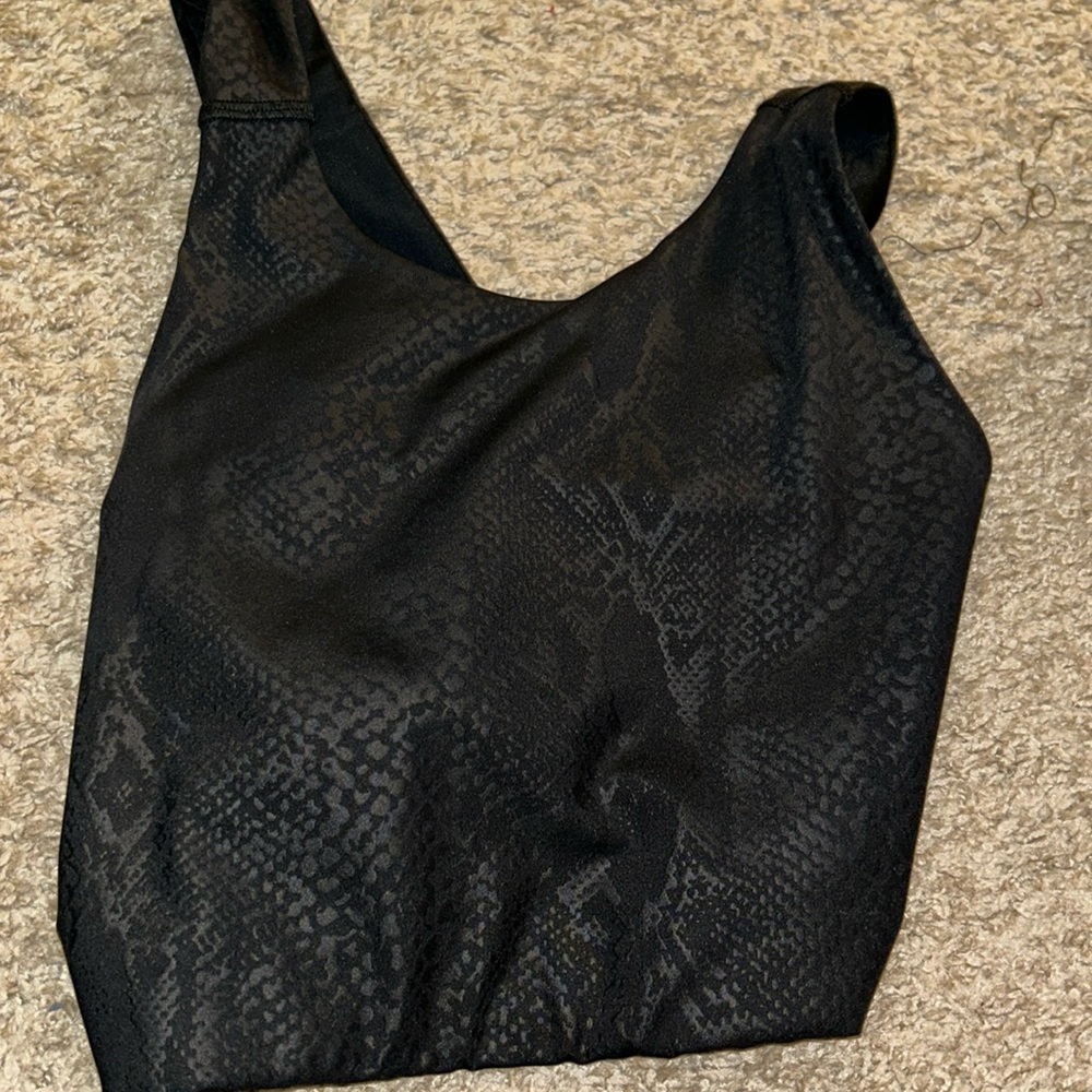 Emily Hsu Designs - Sports Bra - Black Embossed Snake - Size L